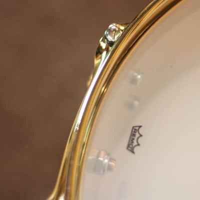 DW 4x14 Collector's Bell Brass Snare Drum w/ Gold Hardware image 6
