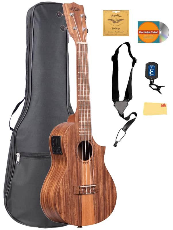 Kala KA-TK-C-CE Teak Tri-Top Concert Acoustic-Electric Ukulele w/ Gig Bag image 1