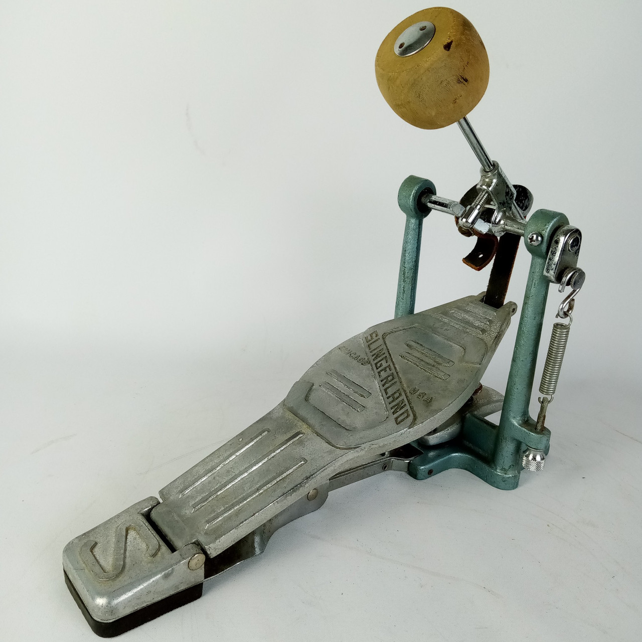 Slingerland "Tempo King" Bass Pedal+OG Wood Beater Chicago,IL Vintage Kick Drum — main photograph
