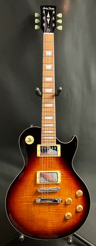 harley benton sc 550 tobacco Harley Benton SC-550 Deluxe Singlecut Electric Guitar Flamed Tobacco  Sunburst