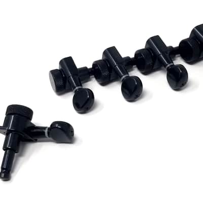 Carparelli 6-IN-LINE Electric Locking Machine Heads Tuners Classic Button Black image 4
