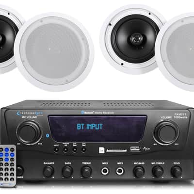 Technical Pro RXM7BT Home Receiver Bluetooth Amplifier+(4) 8" In-Celing Speakers image 1