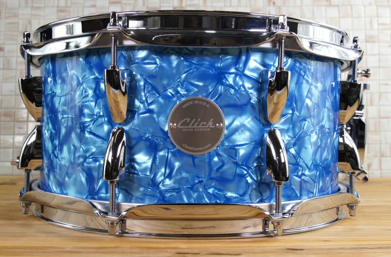 Click Custom 10ply Maple 6x12 Snare Drum Light Blue Pearl image 1