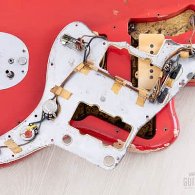 1963 Fender Jazzmaster Pre-CBS Vintage Guitar Fiesta Red w/ Blonde Case image 20