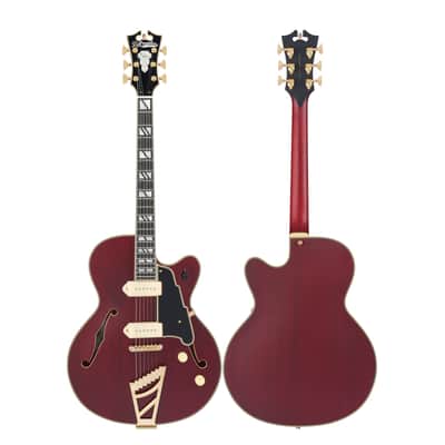 D'Angelico Deluxe Ss Fully Hollow Single Cutaway Satin Trans Wine image 6