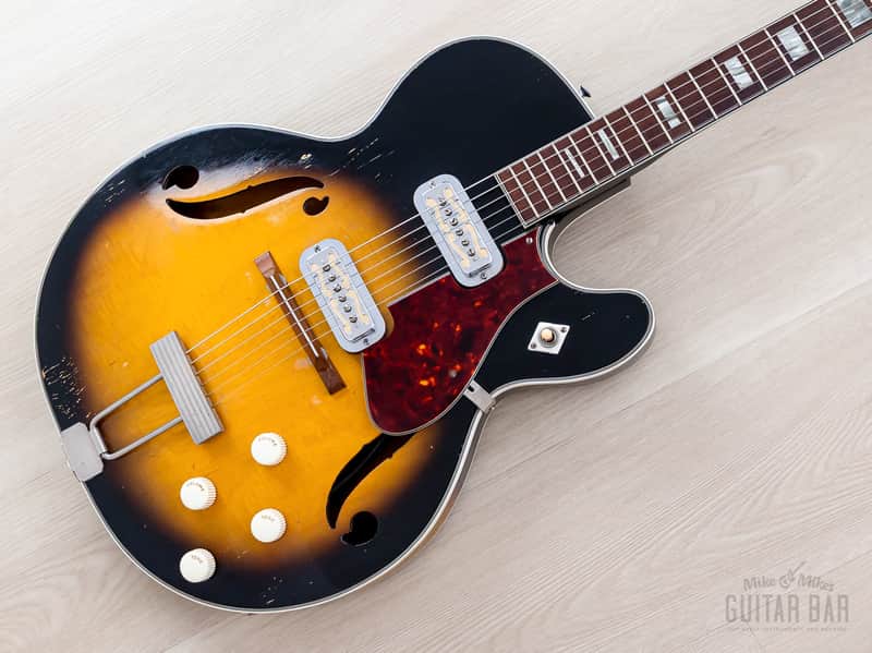 1966 Harmony Meteor H70 Vintage Guitar Sunburst w/ Maple Top & DeArmond Gold Foils image 1