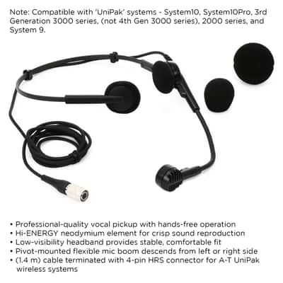 Audio-Technica PRO-8HECW Hypercardioid Dynamic Headworn Mic for A-T UniPak Wireless image 3