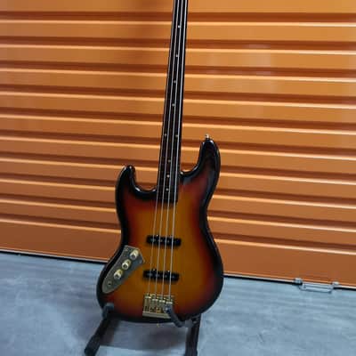 ESP Made in Japan Custom Order Left Handed Fretless Jazz Bass Sunburst image 1