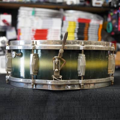 1938 Ludwig & Ludwig 'King Louie' 5x14" 3ply Snare Drum - Green & Gold Duco image 2