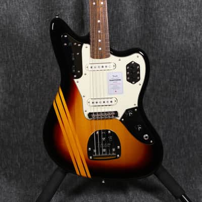 Brand New Fender Made in Japan 2025 Collection Traditional II '60s Jaguar 2025 Sunburst w/ Vintage Natural Competition Stripe MIJ w/ Bag image 3