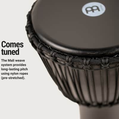 Meinl Percussion Djembe with Synthetic Shell, 10" Medium—Rope Tuned Black Goat Skin Head (PADJ4-M-G) image 5
