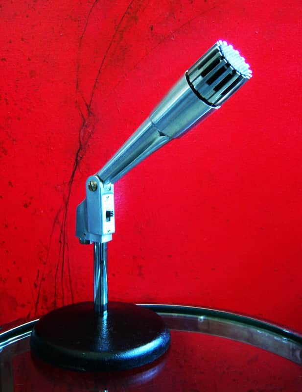 Vintage 1960's Lafayette 99-45460 dynamic Satin Chrome microphone w desk stand Lafayette Olson Midland # 1 image 1