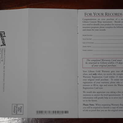 Gibson Gold Warranty Manual Case Candy, Accessory, Hang Tag image 4