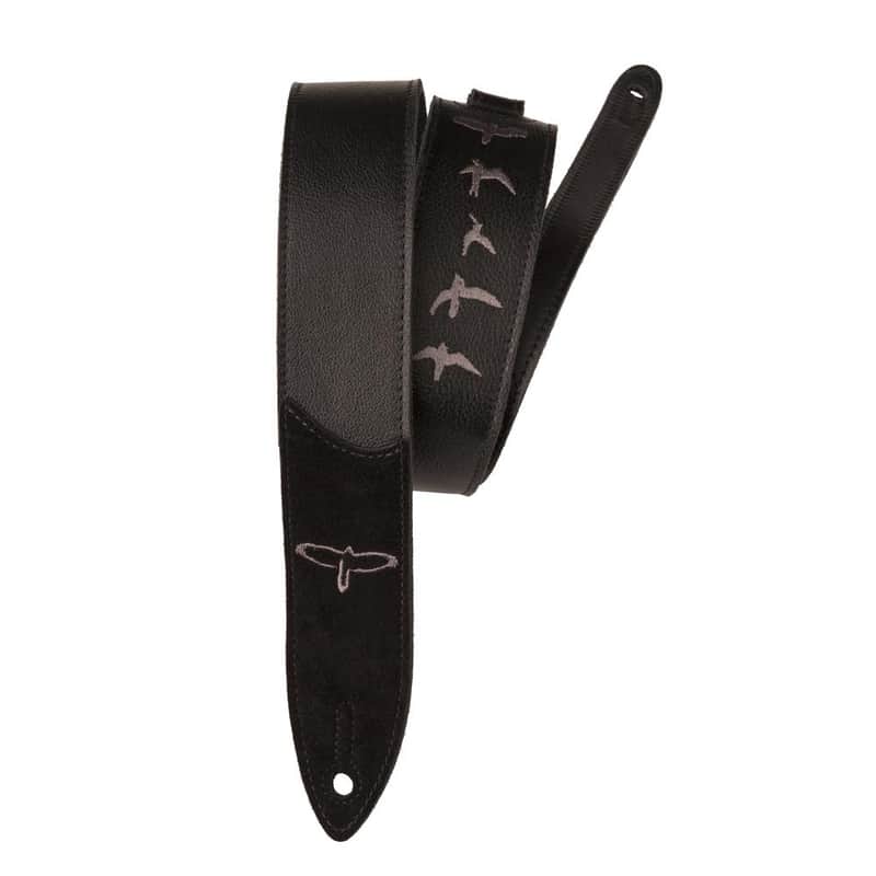 Paul Reed Smith PRS Premium Leather Guitar Strap, Birds Embroidery - Black image 1