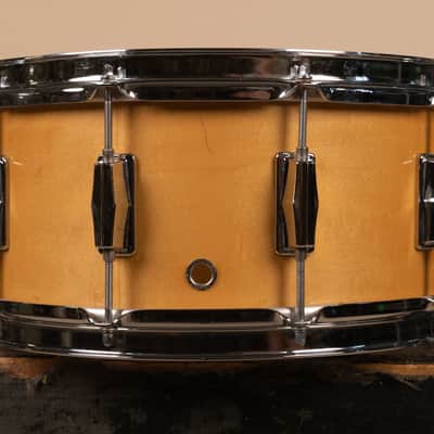 1980s Pearl 6.5x14 M-314L Natural Maple Snare Drum image 6