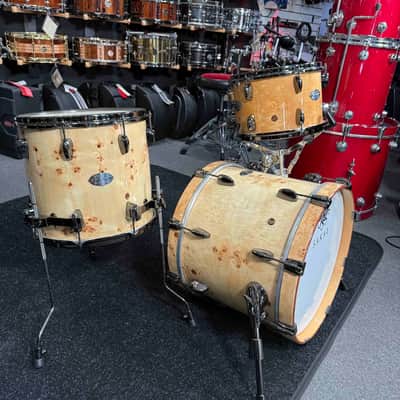 ~RARE!~ Sakae CST Celestial Maple 3-Piece 12/14/18 Bop Drum Kit Set in Exotic Mappa Burl Gloss Lacquer with Black Nickel Hardware & SKB Soft-Shell Bags image 2