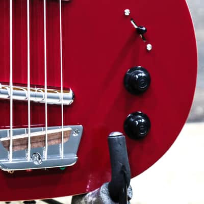 Danelectro '58 Longhorn Bass Red Hot Semi-Hollow Body 4-String Electric Bass image 8