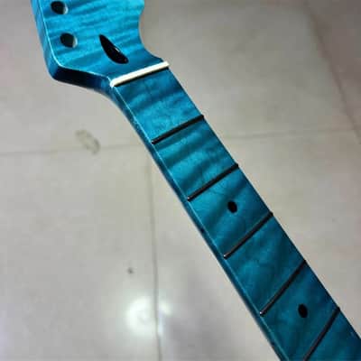 24fret Blue Flame Maple Round head fret electric guitar neck PART 25.5inch gloss image 2