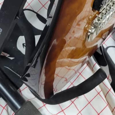 Zion 3 pickup guitar, 1980's/90's quilt top, birdseye neck, amberburst, HC image 5