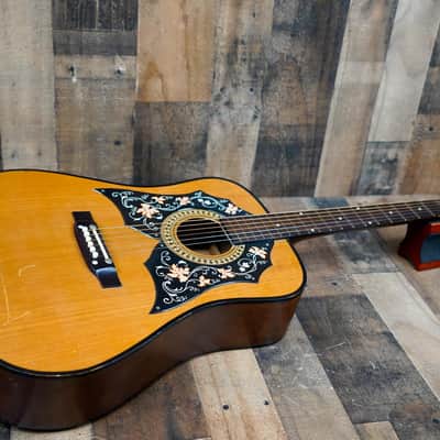 Kay Model 440 Acoustic Guitar 1970s Natural Floral Pickguard Vintage w/ Bag image 1