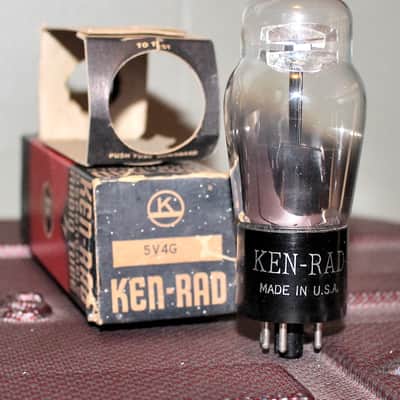 KEN RAD 5V4G GZ32 ST BOTTLE BLACK PLATE FOIL PAN GETTER NOS+ NIB MINTY VINTAGE 1946 image 1