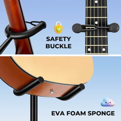 Guitar Stand Floor Adjustable - Folding Universal Guitar Holder Instrument Tripod Stand Fit for Acoustic Electric Classical Guitars Bass Banjo Mandolin image 3