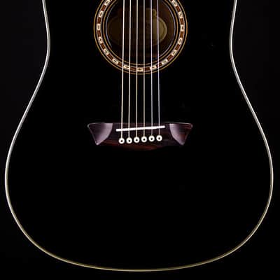 Washburn WD10SB Solid Top Dreadnought Acoustic Guitar, Black | Reverb