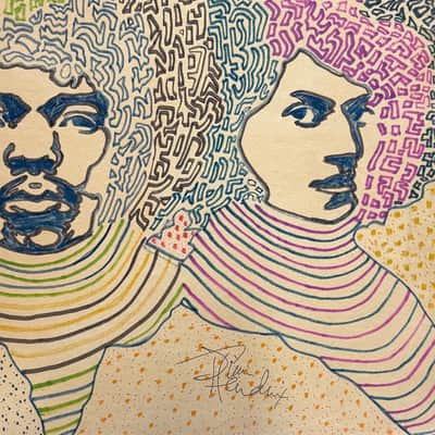JIMI HENDRIX SIGNED ARTWORK !! 1960's Dwight Russ Artwork image 3
