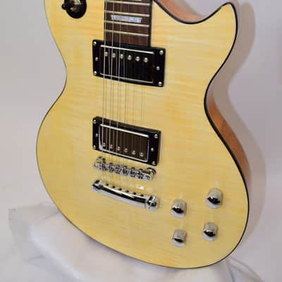 HardLuck Kings Bossman HLK Series LP Style Electric Guitar, FMT, Natural image 3