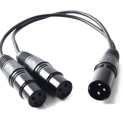 XLR Splitter Male to 2 Female Cable, Dual XLR Female to XLR Male Balanced Patch Y Cable, 3 PIN XLR Plug to 2 XLR Jacks Microphone Adaptor Cord - 1 Feet 2 Pack image 2