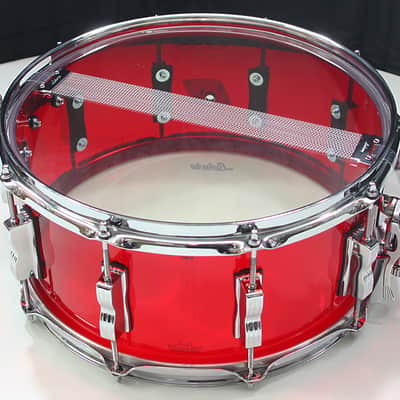 Ludwig Vistalite 6.5" x 14" Snare Drum w/ VIDEO! Red Vista Lite Acrylic image 4