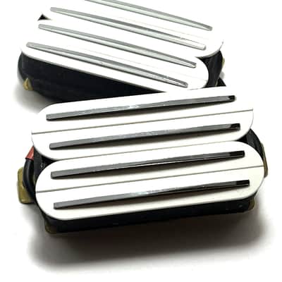 Dragonfire Quad Rails Humbucker Set ~ Bridge + Neck Super Passive Hot Rail Pickups ~ White w/ Chrome image 3