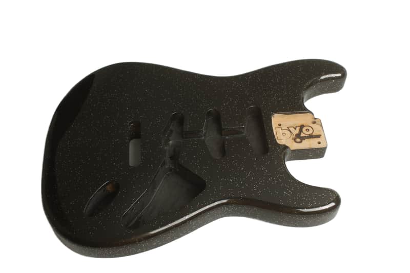 BYOGuitar Finished ST body - Black Silver Flake image 1