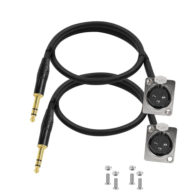 Brand New D Type Premium XLR Pass Through Cable 1.6FT, 2 Pack, 1/4 Inches TRS Male to XLR Female, for Stage Box, Patch Panel, Floor Box. image 1