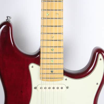 1998 Vintage Fender American Deluxe Stratocaster Crimson Transparent Red with Maple Fretboard Noiseless Pickups Strat USA 1990s image 8