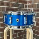Vintage 1965 Ludwig Jazz Festival Snare Blue Sparkle Rare Extra Deep 5-5/16", COB Reso Hoop