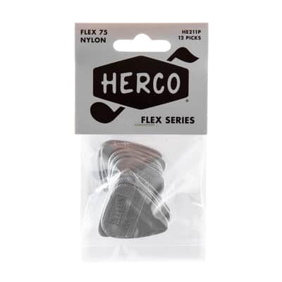 Herco 1.01 Flex 75 Heavy Nylon Flat Picks Silver 12 Pack image 1