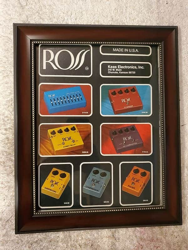 1979 Ross Pedals USA Color Promotional Ad Framed Complete Line Ross Guitar Pedals Original image 1