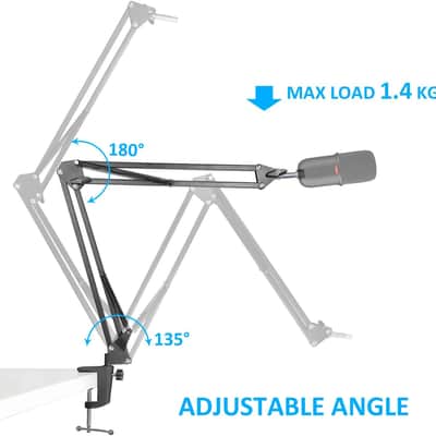 Boom Arm Mic Stand, Adjustable Suspension Boom Scissor Arm Stand image 3