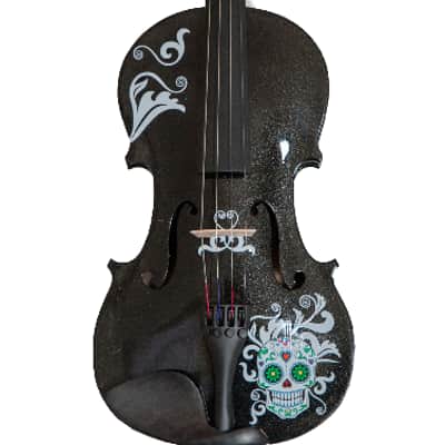 Sugar Skull Black Glitter  Violin - 3/4 image 2