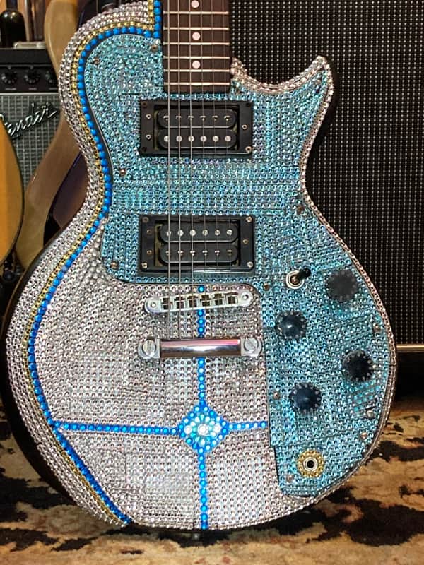 Gibson Sonex Paul Stanley Tribute USA  1980 Rhinestone Sparkle Silver Diamond Blue image 1