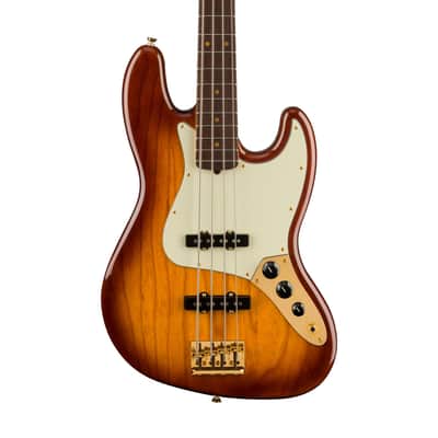 Fender 75th Anniversary Commemorative Jazz Bass Guitar, RW FB, 2-Color Bourbon Burst image 3