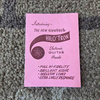 Vintage Circa 1958 Gretsch "Introducing Hilo'Tron" Pickup Instruction Card Booklet! Rare, Original Case Candy, Paperwork! image 1