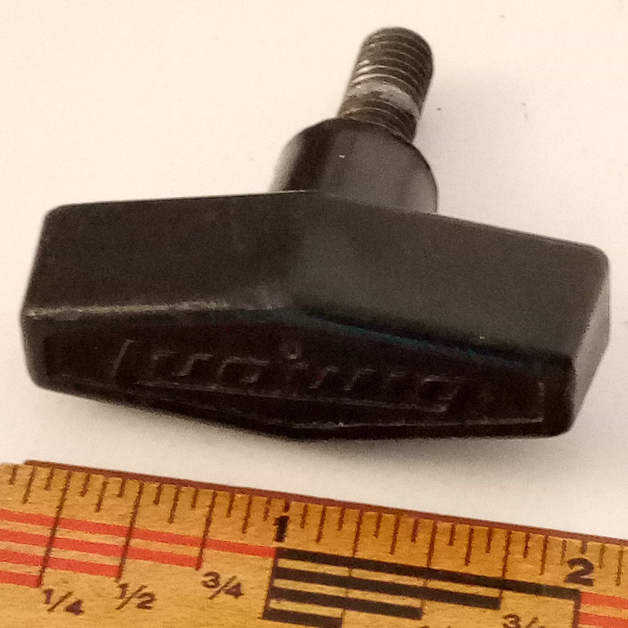 Ludwig 7/8x5/16-18tpi Hercules Wing Screw Black Plastic T-Handle Knob Vintage70s — main photograph
