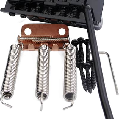 Tremolo Bridge Vintage Bent Steel Saddles and Pro Brass Block Compatible with Start ST Electric Guitar (GG1004-HT, Black) image 1