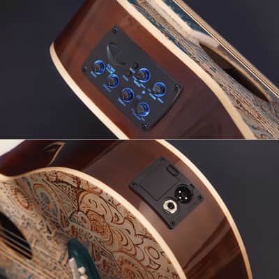 Lindo Sahara STEEL STRUNG Electro Acoustic Travel Guitar | BS3M Mic Piezo Blend Preamp / LCD / EQ / Tuner | Nautical Star 12th Fret Inlay | Graphic Art Finish | 20th Anniversary Special Edition image 3