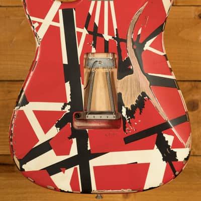 EVH Striped Series Frankenstein Frankie - Maple - Red with Black Stripes Relic image 2