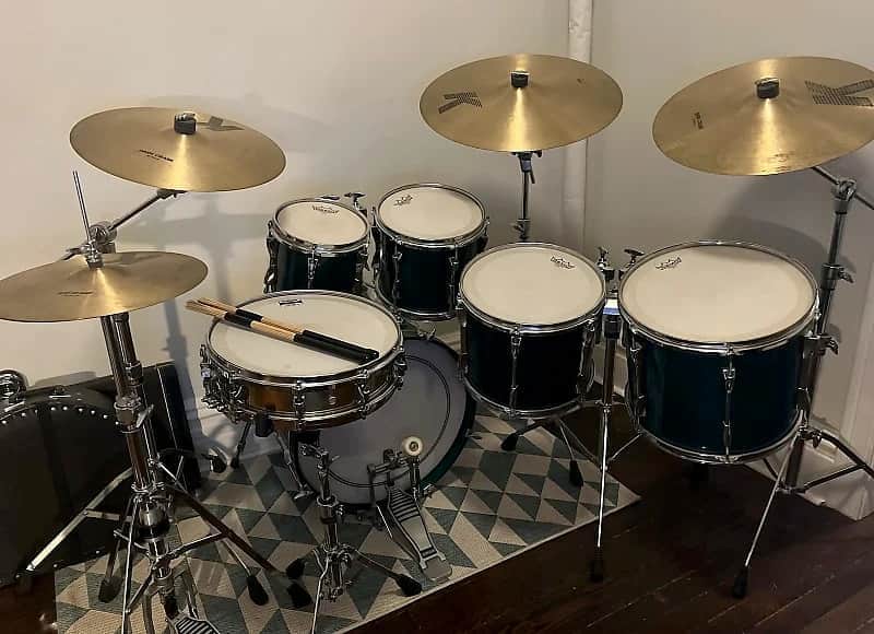 Yamaha Stage Custom 1990s Marina Green (8/10/12/14/20) + Hardware image 1