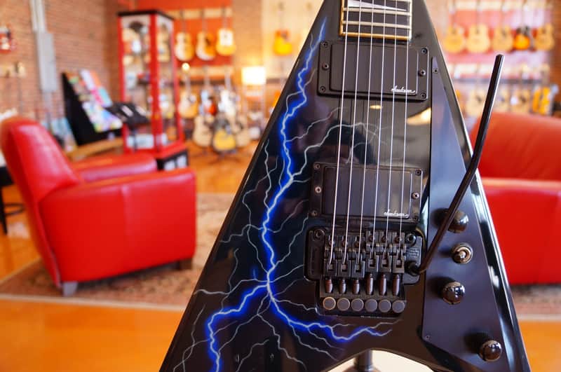 Jackson RR1 Flying V Lightning Sky 1990 Made in U.S.A. | Reverb