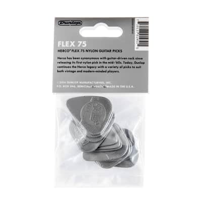 Herco 1.01 Flex 75 Heavy Nylon Flat Picks Silver 12 Pack image 2